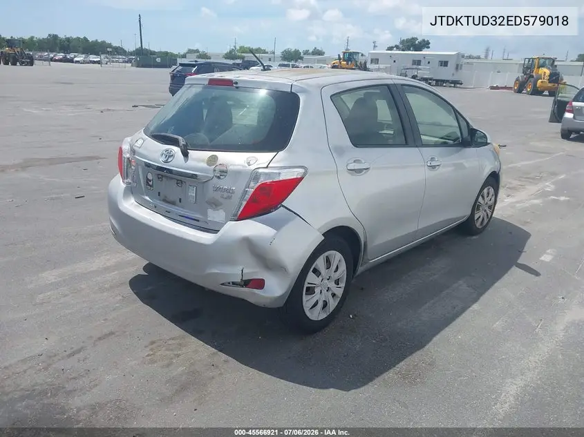 2014 Toyota Yaris Le (Tmc/Cbu Plant) VIN: JTDKTUD32ED579018 Lot: 45566921