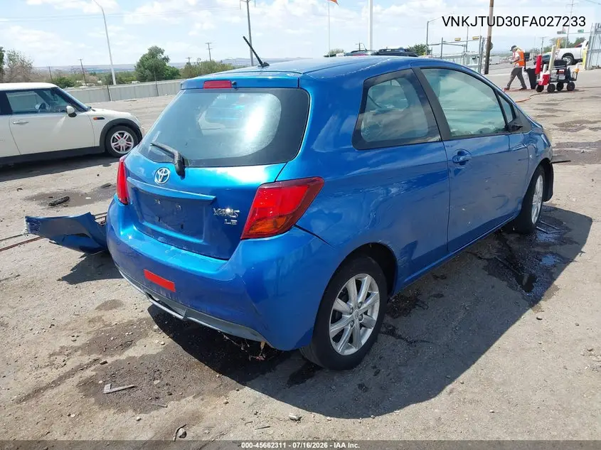 2015 Toyota Yaris Le VIN: VNKJTUD30FA027233 Lot: 45662311
