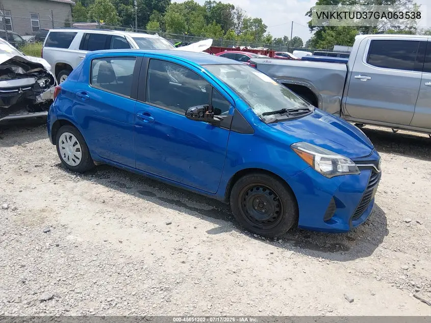 2016 Toyota Yaris L VIN: VNKKTUD37GA063538 Lot: 45651202