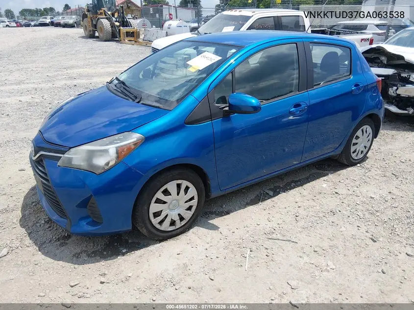 2016 Toyota Yaris L VIN: VNKKTUD37GA063538 Lot: 45651202