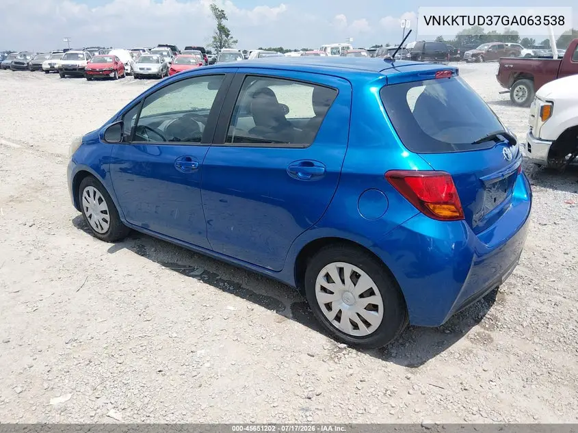 2016 Toyota Yaris L VIN: VNKKTUD37GA063538 Lot: 45651202