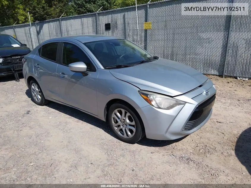 2017 Toyota Yaris Ia VIN: 3MYDLBYV7HY192511 Lot: 45630288