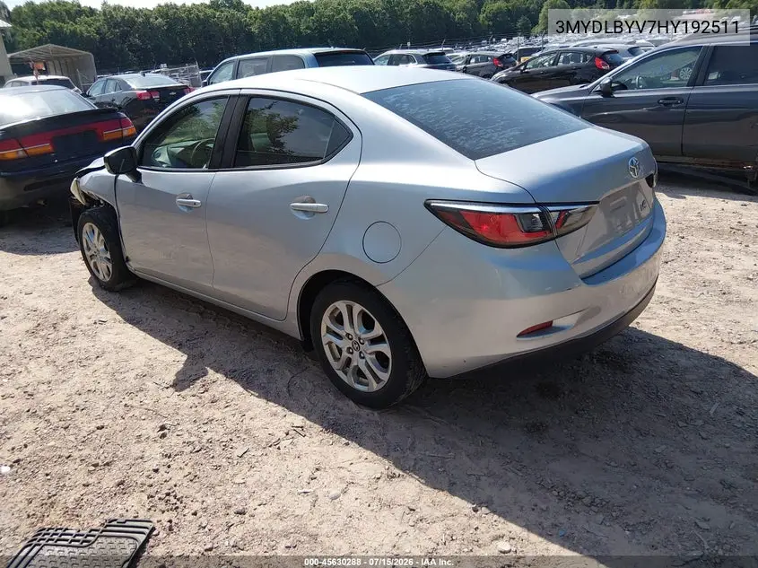2017 Toyota Yaris Ia VIN: 3MYDLBYV7HY192511 Lot: 45630288