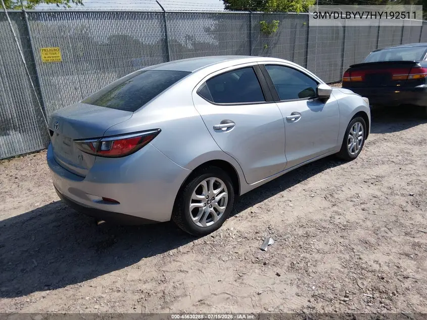 2017 Toyota Yaris Ia VIN: 3MYDLBYV7HY192511 Lot: 45630288