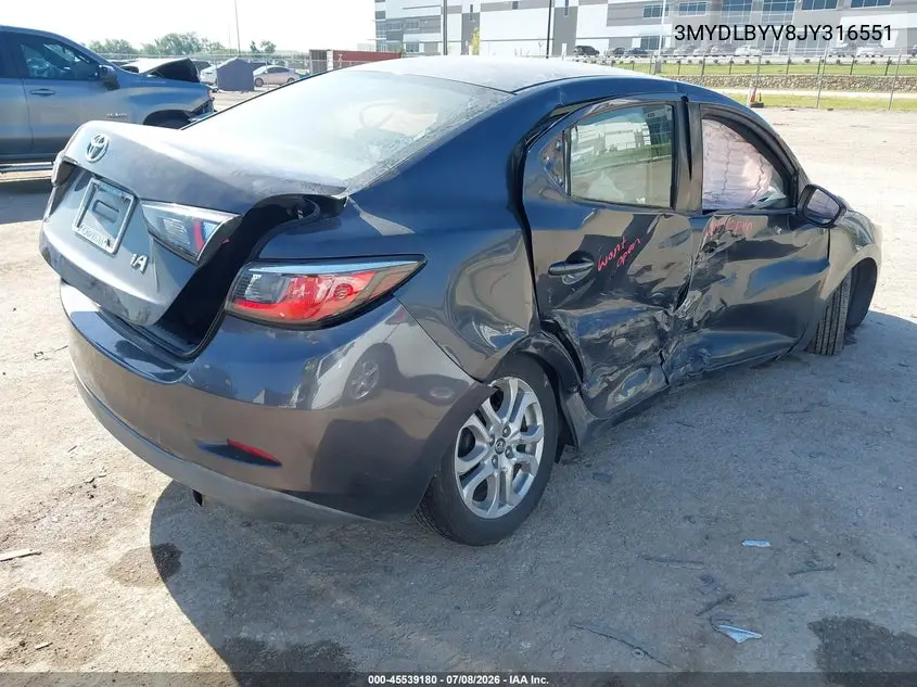 2018 Toyota Yaris Ia VIN: 3MYDLBYV8JY316551 Lot: 45539180