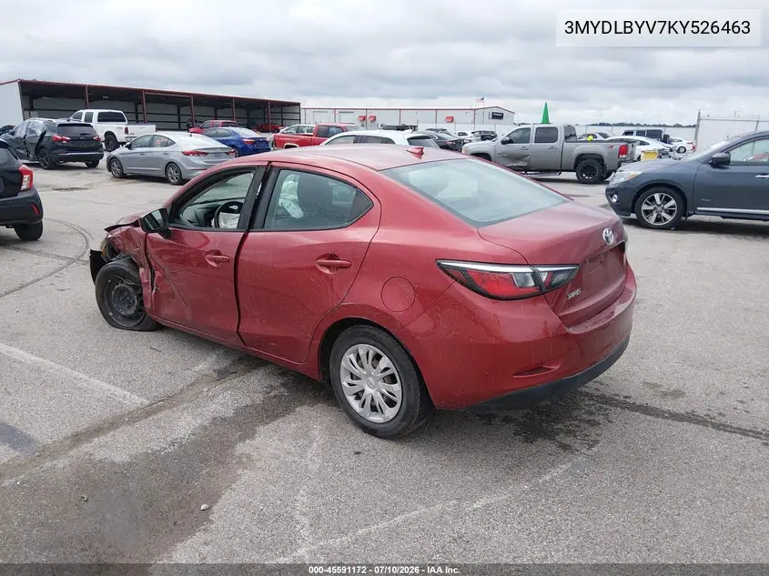 2019 Toyota Yaris L VIN: 3MYDLBYV7KY526463 Lot: 45591172