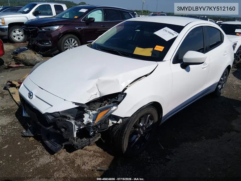 2019 Toyota Yaris Le VIN: 3MYDLBYV7KY512160 Lot: 45634806