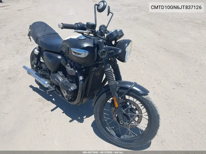 2018 Triumph Bonneville VIN: CMTD10GN6JT837126 Lot: 45373043