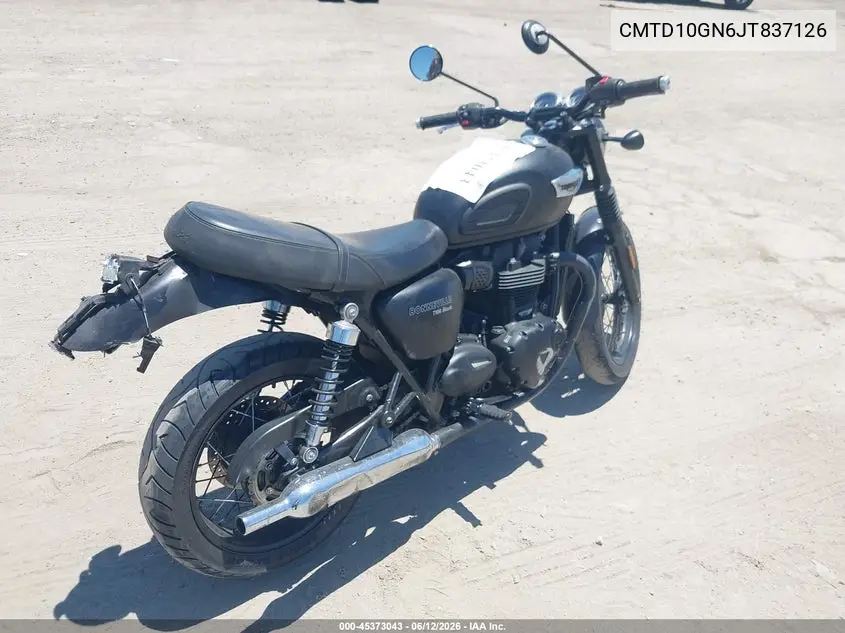 2018 Triumph Bonneville VIN: CMTD10GN6JT837126 Lot: 45373043