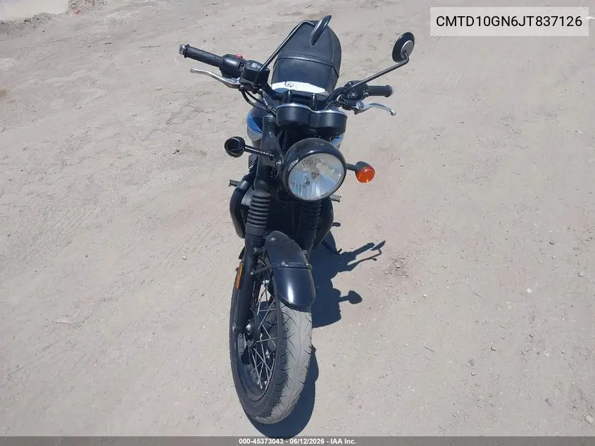 2018 Triumph Bonneville VIN: CMTD10GN6JT837126 Lot: 45373043