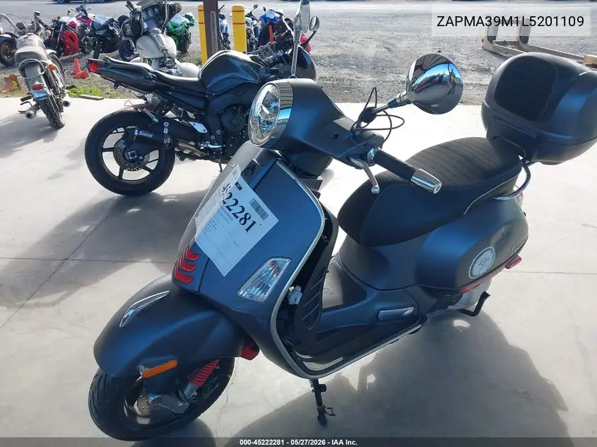 2020 Vespa Gts 300 Super VIN: ZAPMA39M1L5201109 Lot: 45222281