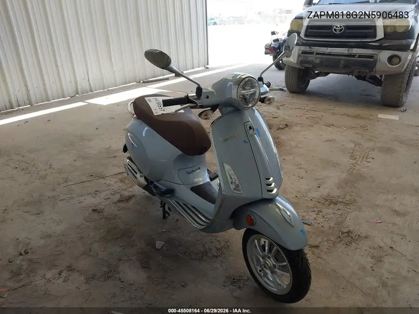 2022 Vespa Primavera/Sprint 150 VIN: ZAPM818G2N5906483 Lot: 45508164