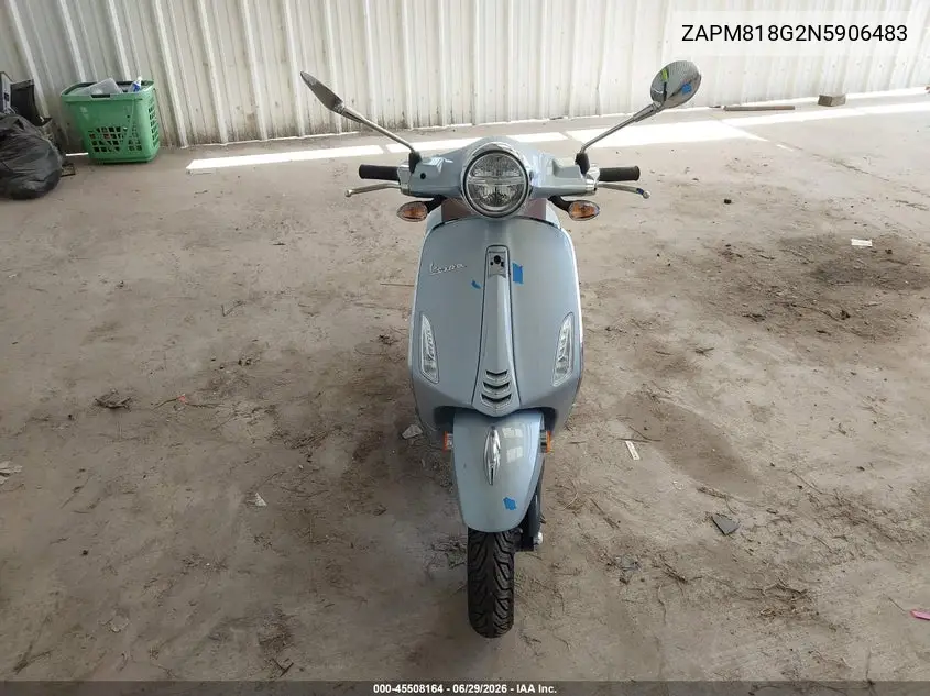 2022 Vespa Primavera/Sprint 150 VIN: ZAPM818G2N5906483 Lot: 45508164