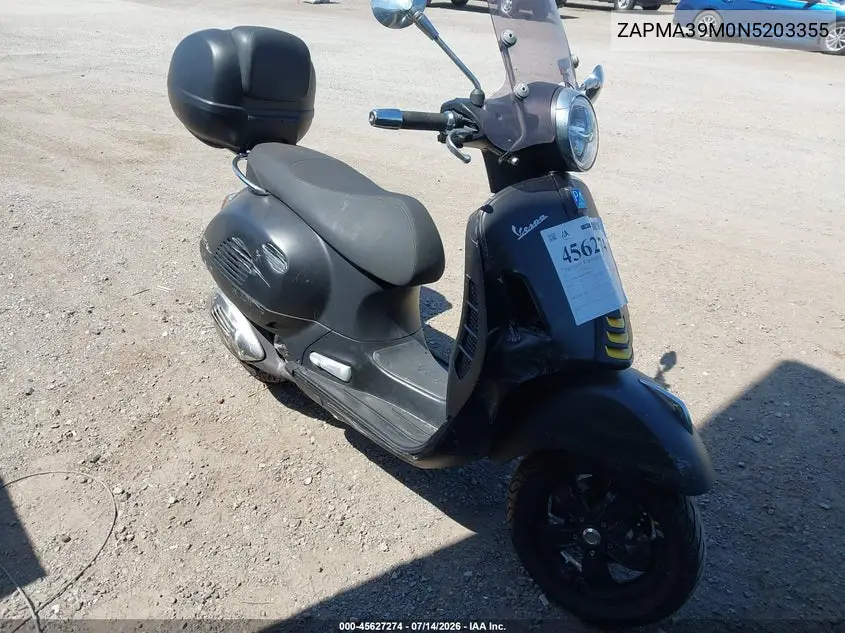 2022 Vespa Gts 300 Super VIN: ZAPMA39M0N5203355 Lot: 45627274