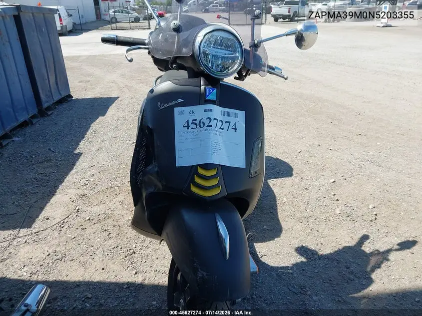 2022 Vespa Gts 300 Super VIN: ZAPMA39M0N5203355 Lot: 45627274