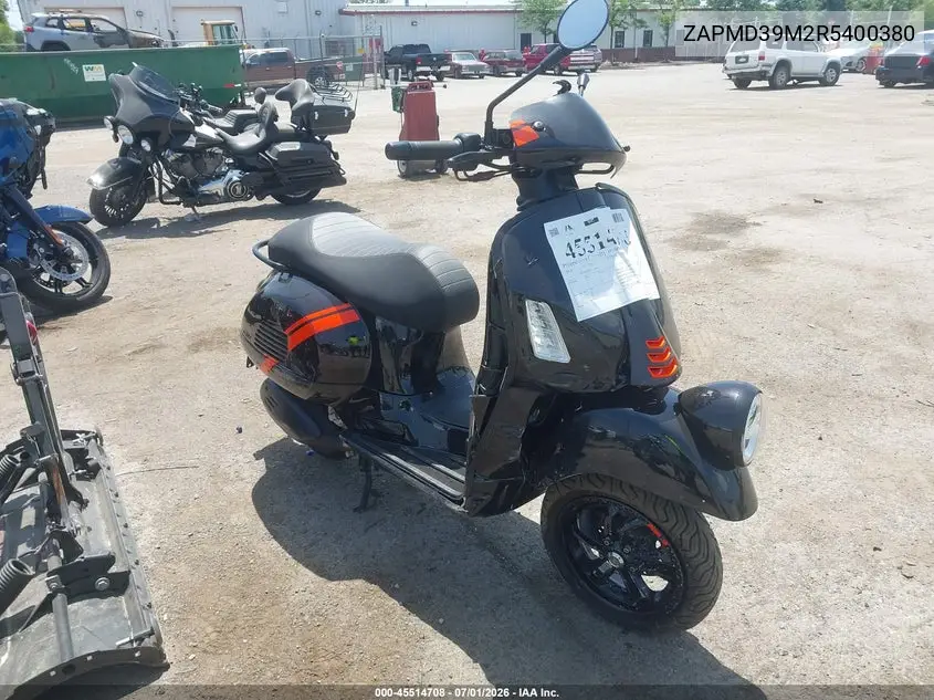 2024 Vespa Gts/Sei Giorni 300 VIN: ZAPMD39M2R5400380 Lot: 45514708