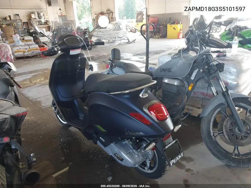 2025 Vespa Primavera/Sprint 150 VIN: ZAPMD18G3S5101597 Lot: 45320269