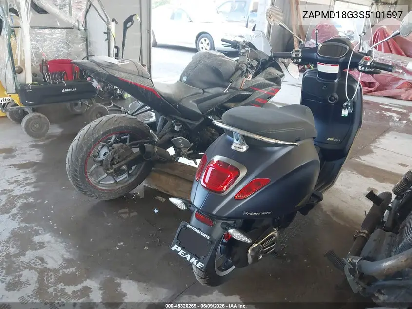 2025 Vespa Primavera/Sprint 150 VIN: ZAPMD18G3S5101597 Lot: 45320269