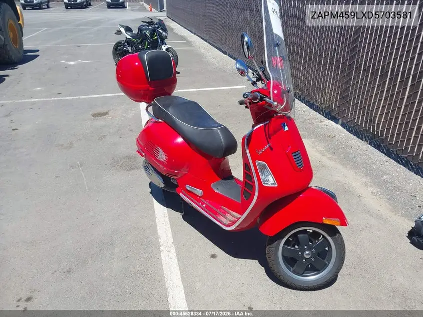 2013 Vespa Gts 300 Super VIN: ZAPM459LXD5703581 Lot: 45628334