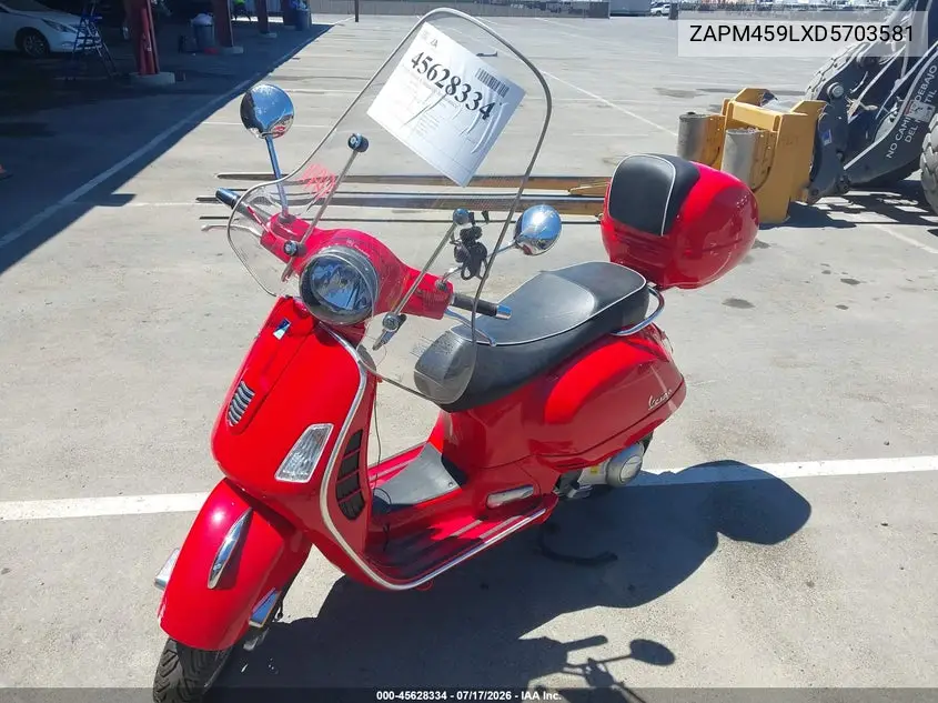 2013 Vespa Gts 300 Super VIN: ZAPM459LXD5703581 Lot: 45628334