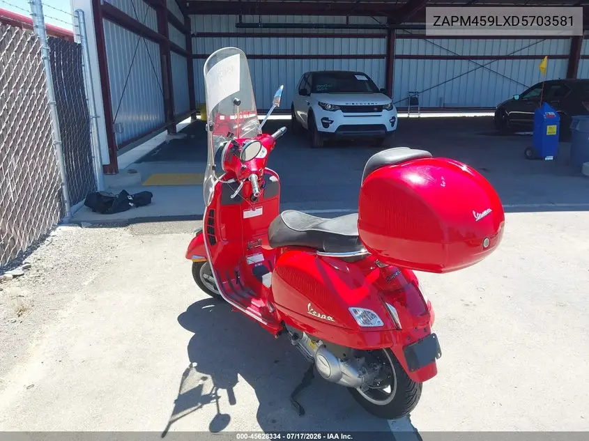 2013 Vespa Gts 300 Super VIN: ZAPM459LXD5703581 Lot: 45628334