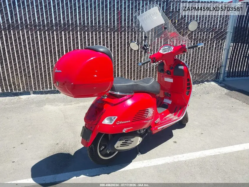 2013 Vespa Gts 300 Super VIN: ZAPM459LXD5703581 Lot: 45628334