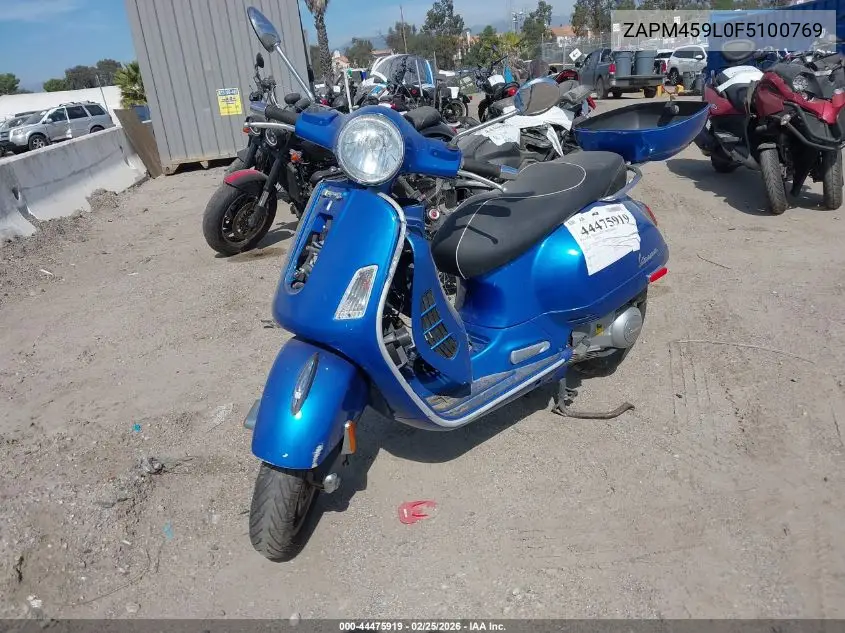 2015 Vespa Gts 300 Super VIN: ZAPM459L0F5100769 Lot: 44475919