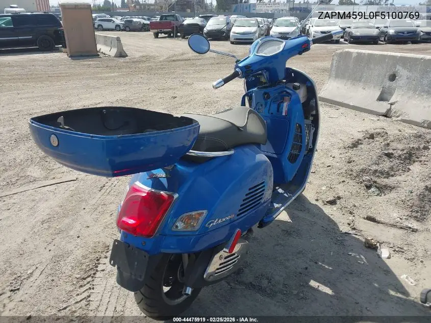 2015 Vespa Gts 300 Super VIN: ZAPM459L0F5100769 Lot: 44475919