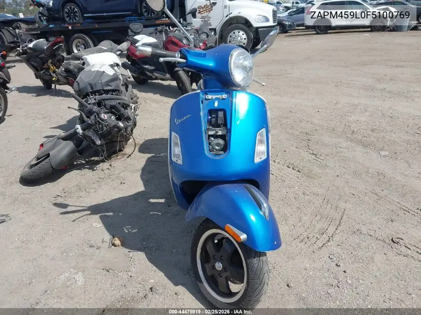 2015 Vespa Gts 300 Super VIN: ZAPM459L0F5100769 Lot: 44475919