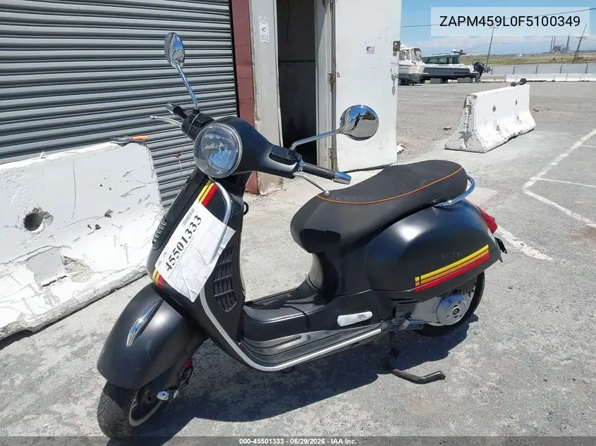 2015 Vespa Gts 300 Super VIN: ZAPM459L0F5100349 Lot: 45501333