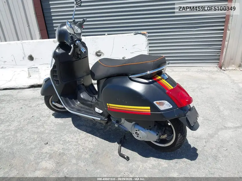 2015 Vespa Gts 300 Super VIN: ZAPM459L0F5100349 Lot: 45501333