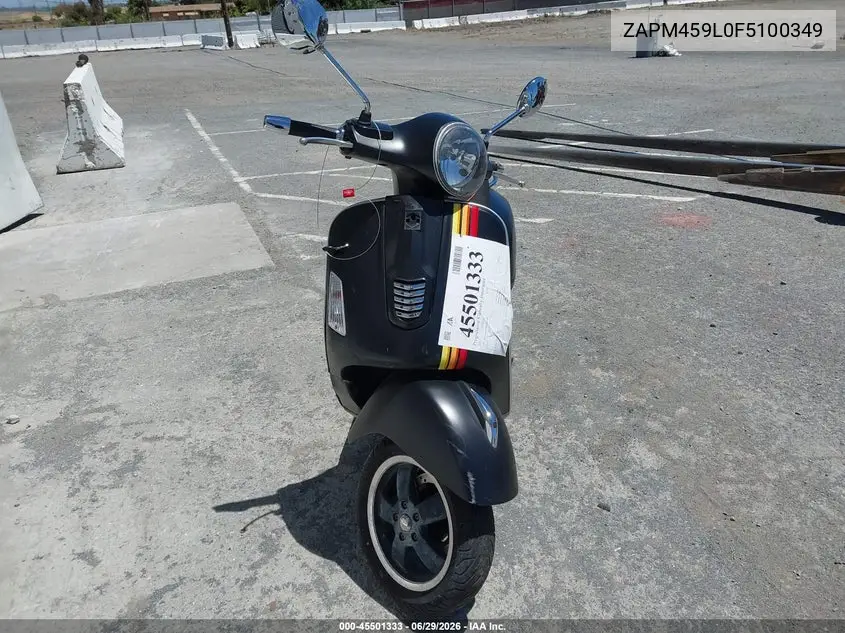2015 Vespa Gts 300 Super VIN: ZAPM459L0F5100349 Lot: 45501333