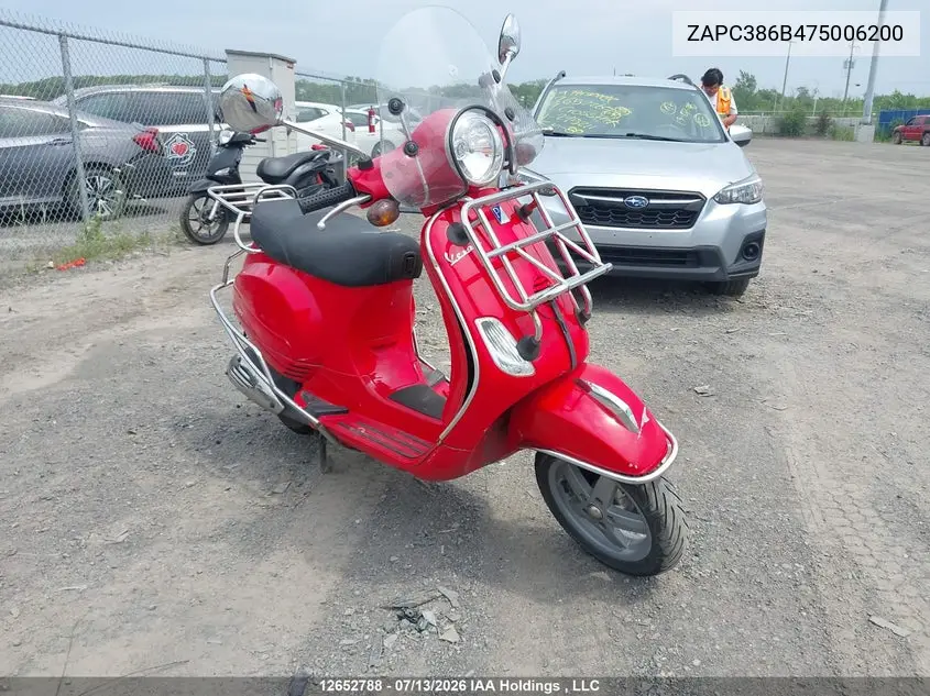 2007 Vespa Lx 50 VIN: ZAPC386B475006200 Lot: 12652788
