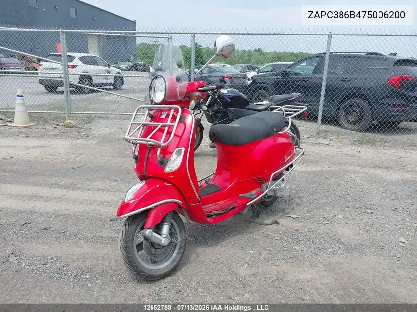 2007 Vespa Lx 50 VIN: ZAPC386B475006200 Lot: 12652788