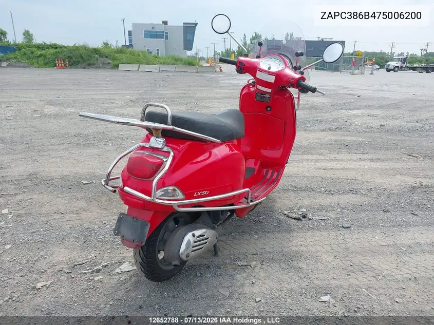 2007 Vespa Lx 50 VIN: ZAPC386B475006200 Lot: 12652788