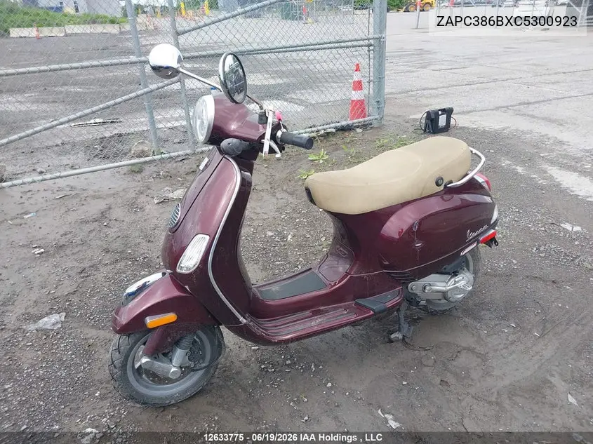 2012 Vespa Lx 50 VIN: ZAPC386BXC5300923 Lot: 12633775
