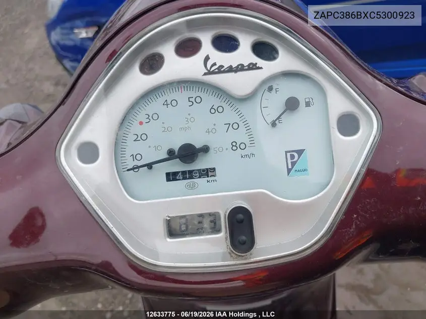 2012 Vespa Lx 50 VIN: ZAPC386BXC5300923 Lot: 12633775