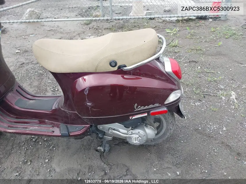 2012 Vespa Lx 50 VIN: ZAPC386BXC5300923 Lot: 12633775