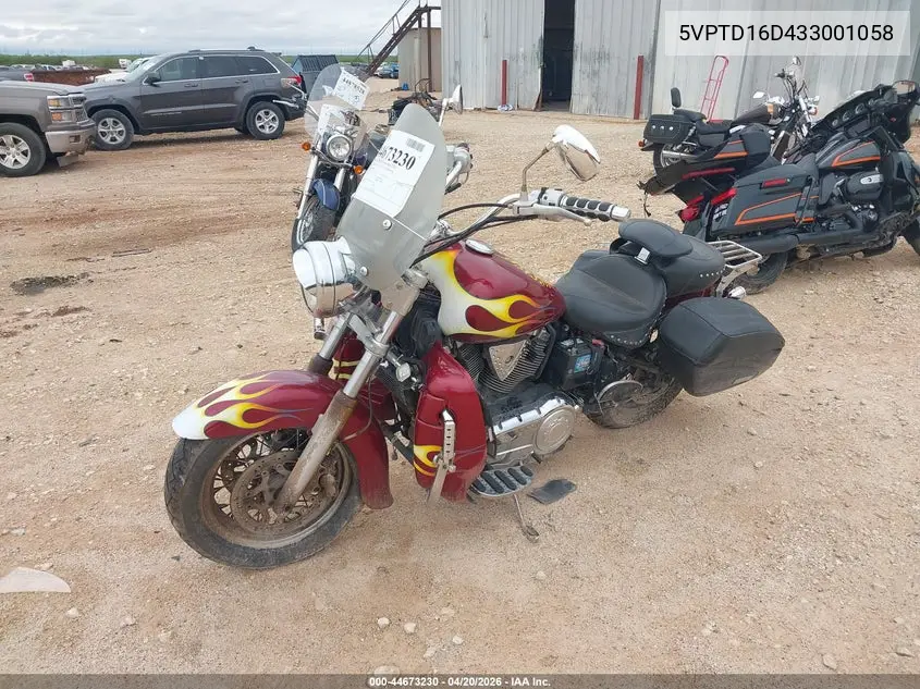 2003 Victory Motorcycles Deluxe Touring VIN: 5VPTD16D433001058 Lot: 44673230