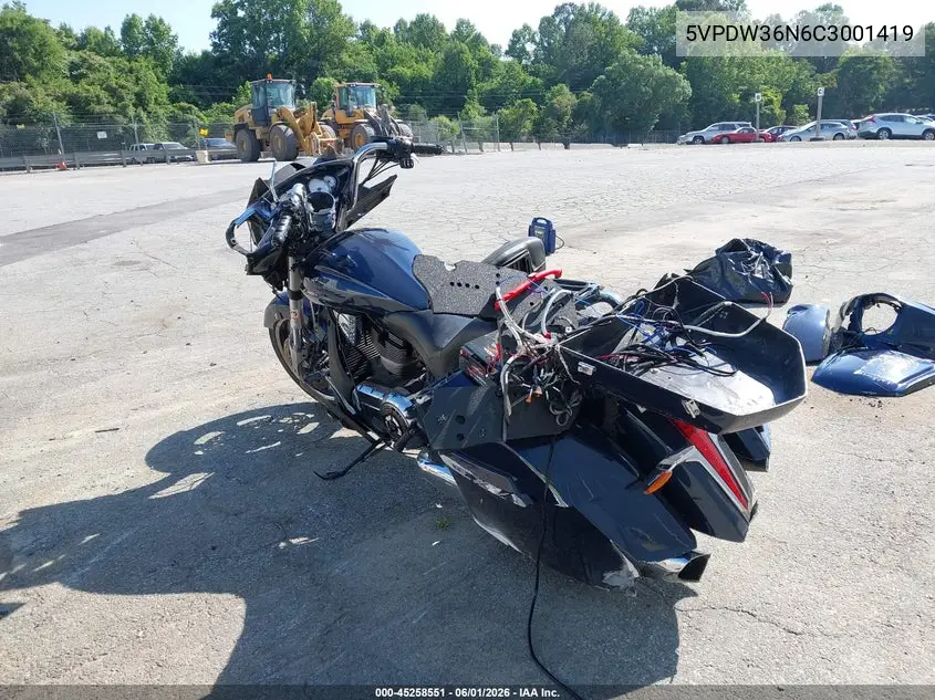 2012 Victory Motorcycles Cross Country VIN: 5VPDW36N6C3001419 Lot: 45258551