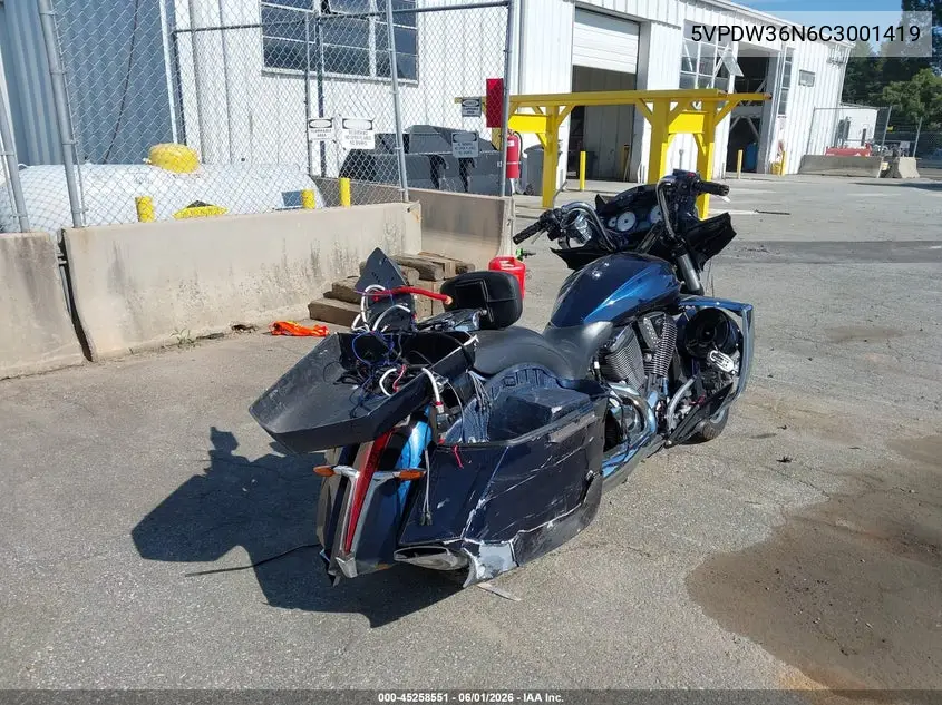 2012 Victory Motorcycles Cross Country VIN: 5VPDW36N6C3001419 Lot: 45258551