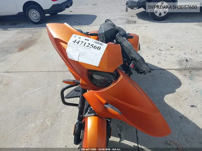 2017 Victory Motorcycles Cross Country VIN: 5VPXDAAA5H3057600 Lot: 44712560