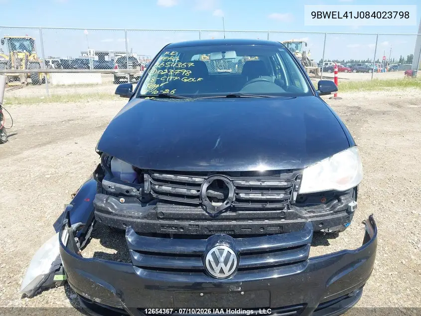 2008 Volkswagen City Golf VIN: 9BWEL41J084023798 Lot: 12654367