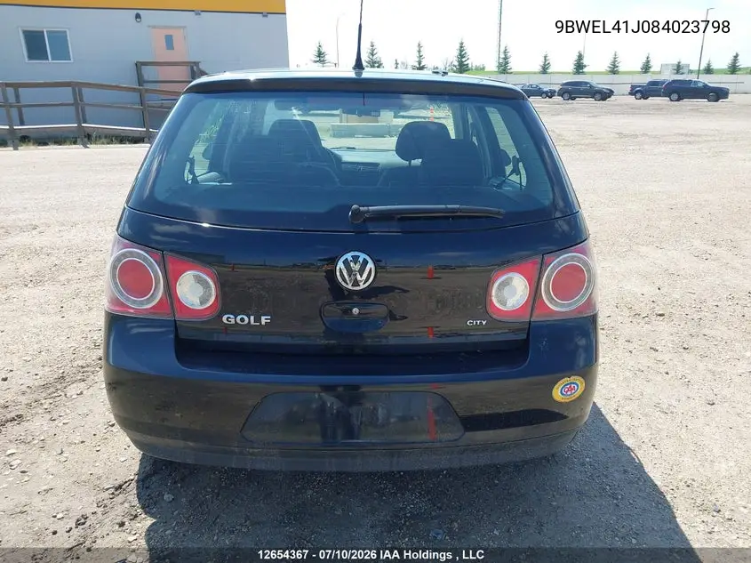 2008 Volkswagen City Golf VIN: 9BWEL41J084023798 Lot: 12654367