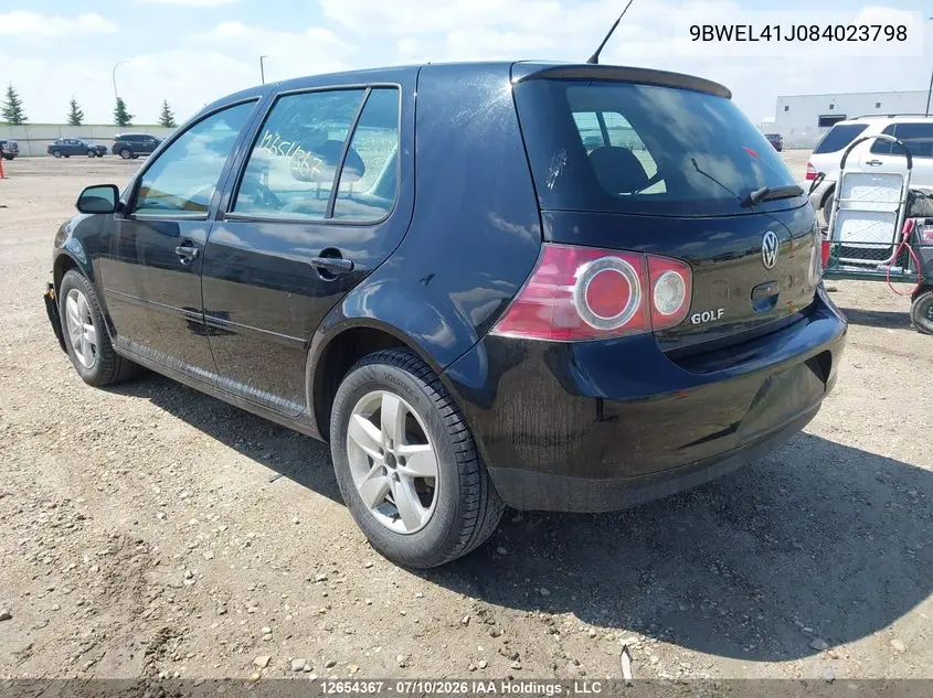 2008 Volkswagen City Golf VIN: 9BWEL41J084023798 Lot: 12654367