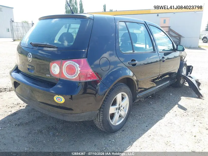 2008 Volkswagen City Golf VIN: 9BWEL41J084023798 Lot: 12654367