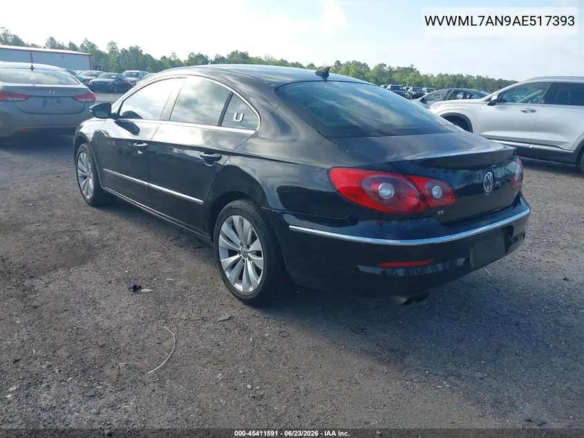 2010 Volkswagen Cc Sport VIN: WVWML7AN9AE517393 Lot: 45411591
