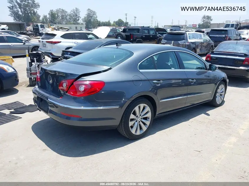 2010 Volkswagen Cc Sport VIN: WVWMP7AN4AE536745 Lot: 45460792