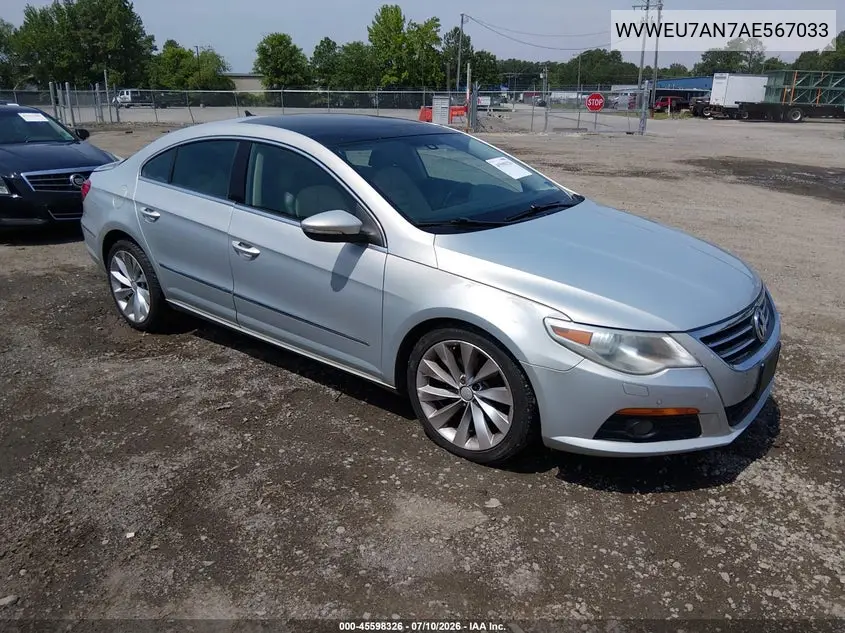 2010 Volkswagen Cc Vr6 Sport VIN: WVWEU7AN7AE567033 Lot: 45598326
