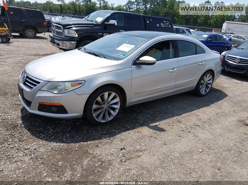 2010 Volkswagen Cc Vr6 Sport VIN: WVWEU7AN7AE567033 Lot: 45598326